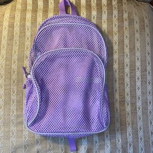 Purple mesh  back pack beach bag
